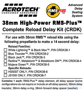 AeroTech RMS-38 White Lightning/Black Max Complete Reload Delay Kit - CRDK38-01