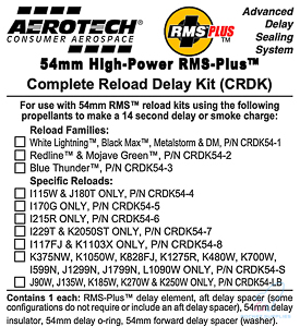 AeroTech RMS-54 Black Max/W/M/DM Complete Reload Delay Kit - CRDK54-01