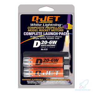 Quest Q-Jet(tm) D20-6W White Lightning Rocket Motors Value 12-Pack - Q6376
