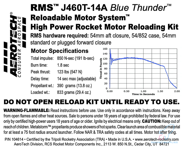 AeroTech J460T-14A RMS-54/852 Reload Kit (1 Pack) - 104614